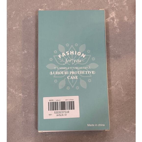 iPhone 14 Pro Acrylic Phone Case with Screen Protector - Floral Blue Butterflies - Picture 3 of 4